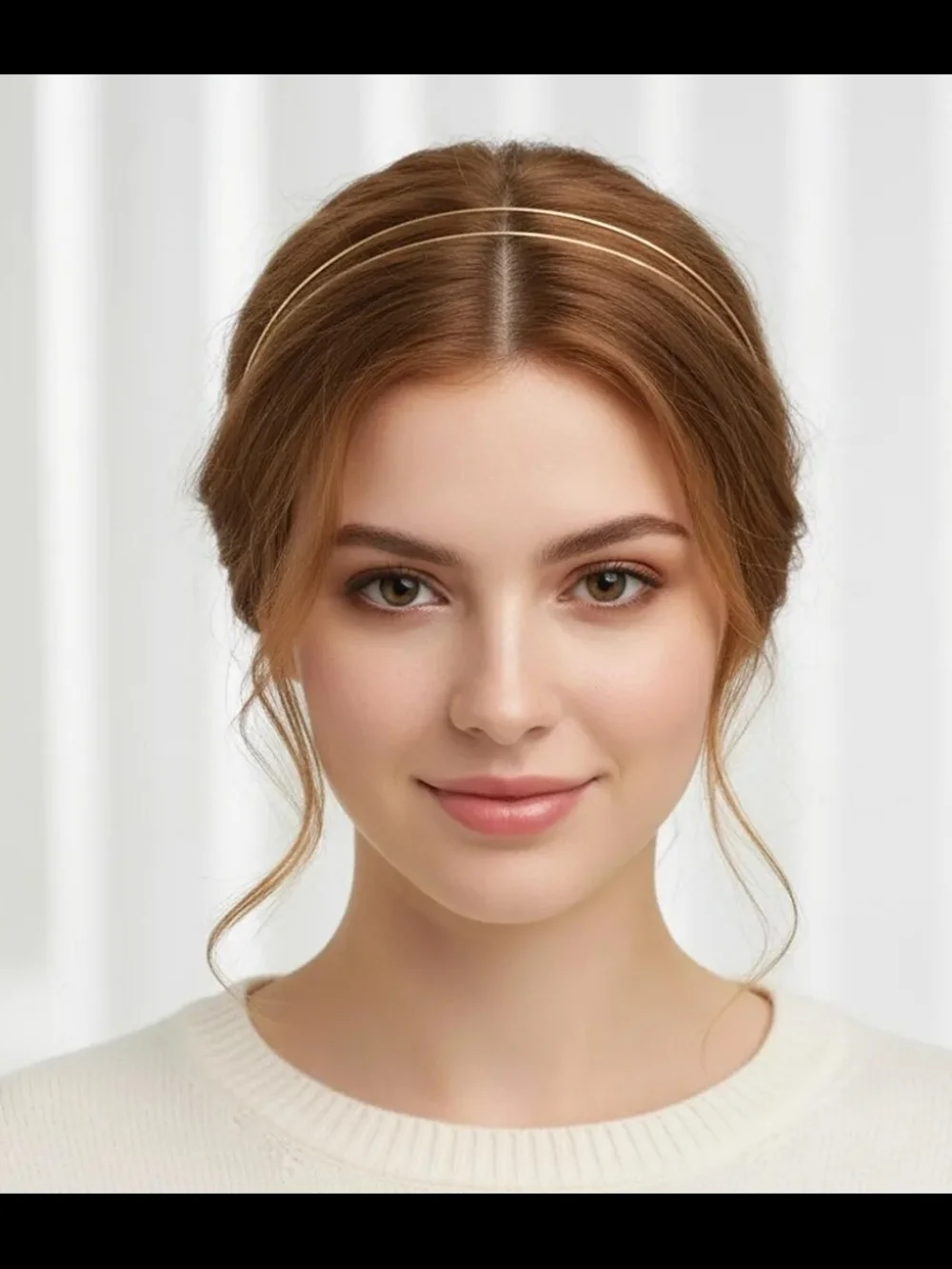 Dainty Thin Metal Gold Double Row  Headband NWT